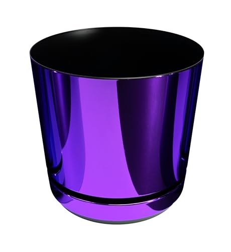 KERD Blumentopf 18 cm, Glänzendes Lila (086), elegant, dekorativ, luxuriös, aus Recyclingmaterial, glänzend, mit Drainage, mit Untersetzer, im Glamour-Stil, intensives Violett, handbeklebt, modern