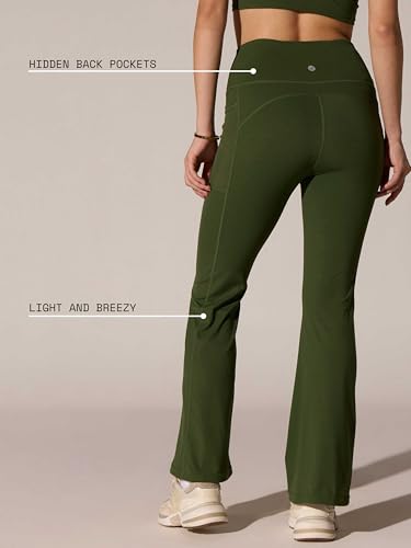 Image of CAVA Women's All Day Flex Flare Pants | High-Waist Flared Yoga Pants with Wide Waistband, 3 Pockets & Anti-Camel Toe | Stretchy, Flattering Activewear for Work & Everyday Wear