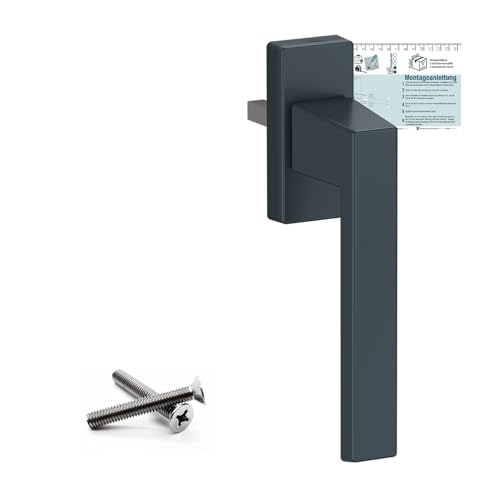 VOOXA Poignée de fenêtre exclusive en aluminium | Gris anthracite RAL7016 (35 mm) | Pour fenêtres, portes de terrasse / de balcon en bois, plastique ou aluminium | Fonction d'inclinaison | Ergonomique