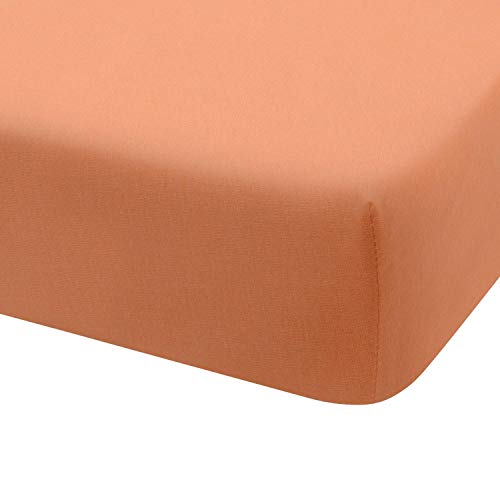 Sábana Bajera Ajustable algodón 100% Punto Jersey (para Cama de 150x190/200, Naranja)