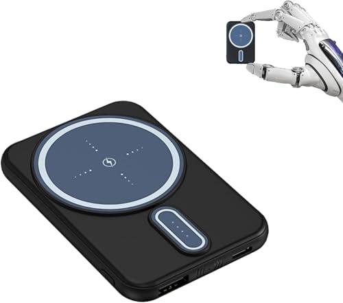 Yarvoney Power Bank Wireless 10000mAh, Mini Batteria Esterna 22,5 W, Ultra Sottile & Leggero Ricarica Rapida Magnetico Powerbank per iPhone Samsung Huawei Xiaomi Tablets Gilet Riscaldato ecc (Nero)