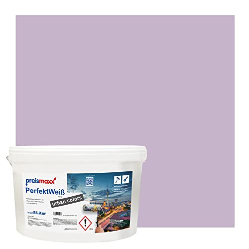 Preismaxx Perfektweiß Wandfarbe Flieder Matt 5L – Innenwandfarbe Lila