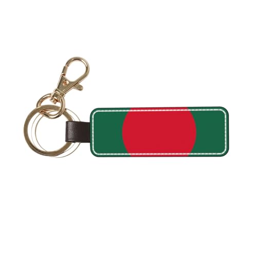 Ninainaid Porte-clés de voiture en cuir véritable avec drapeau du Bangladesh, porte-clés universel pour homme et femme.
