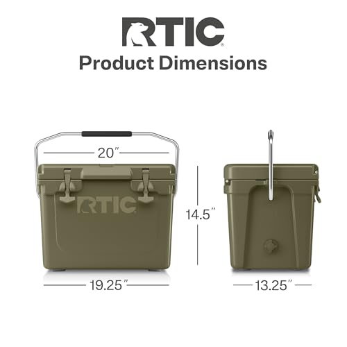 RTIC 20 QT Ultra-Tough Cooler Hard Insulated Portable Ice Chest Box for Beach, Drink, Beverage, Camping, Picnic, Fishing, Boat, Barbecue, Olive