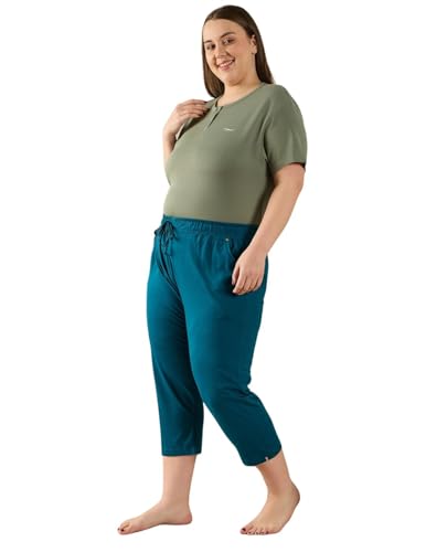 Image of CUPID Woman's Plus Size Plain Cotton Half Pant, 3 /4th Sports n Casual Night Short Pant, Knee Length Indoor n Outdoor Capris for Ladies