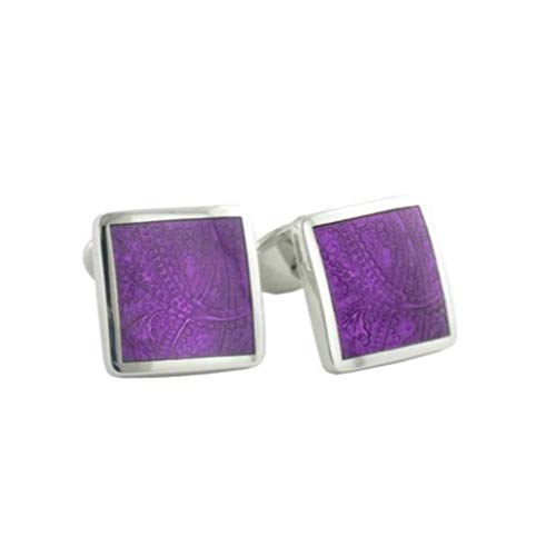 David Donahue Men's Sterling Silver Light Purple Paisley Cufflinks (CL030202)