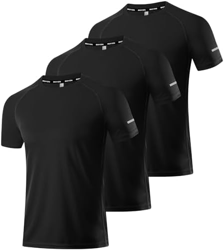 Boyzn 1, 3, 5 or 7er Pack Sport Tshirts Herren Kurzarm T-Shirts Funktionsshirt Laufshirt Schnelltrocknend Atmungsaktive Sport Shirt Sommer Fitnessshirt Trainingsshirt für Running W
