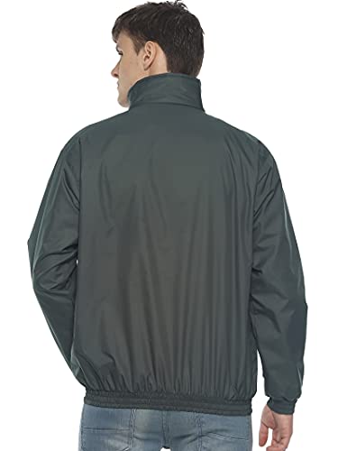 Image of OJASS Men OJASS Jacket for Men,Lightweight & Wind-Resistant with Reflective Bike Jacket for Man High Neck Relaxed Fit-Stylish Windbreaker for Outdoor & Biking Black With Grey