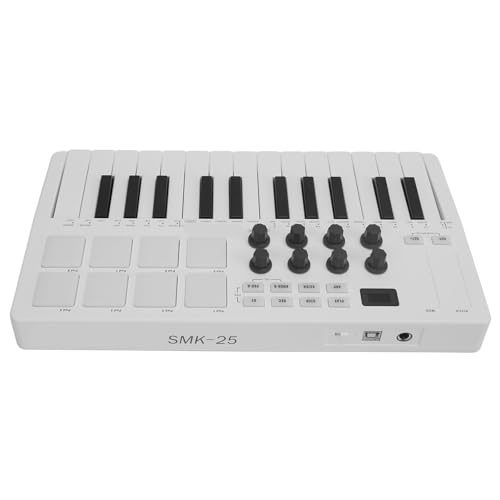 25 Force Sensitive Keys MIDI Keyboard Controller with 8 RGB Pads and Smart Chord, Compatible with Windows, OS X, iOS, Android