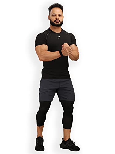 Image of FUAARK Men's Half Sleeve Compression T-Shirt - Athletic Base Layer for Fitness