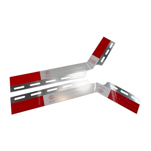 Image of Pair Angled Down Bar Type Truck Mud Flap Hangers Complete Kit 3 Coils, 0.640 inch Square Steel Arm with Reflector Plates and Hardware for Semi Trucks Trailers