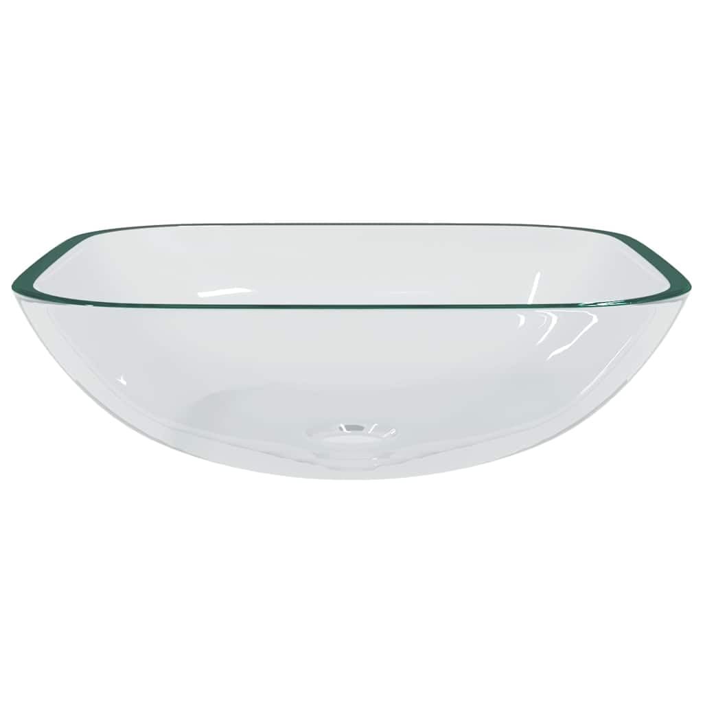 Lavabo de cristal transparente 42 x 42 x 14 cm para baño, diseño sobre
