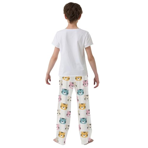 Cute Tiger Kitten Faces Boys Pants for Kids Jogger Pants with Pockets S-XL3