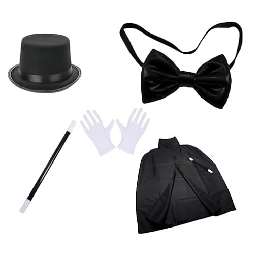Proumhang 5 piezas de disfraz de mago para niños y niñas con sombrero de copa, capa, varita mágica y guantes blancos para espectáculo de trucos de magia y disfraz de Halloween | Ya disponible en tu tienda friki favorita! En mundofriki.es!