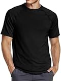 Runcati Sport T-Shirt Herren Kurzarm Rundhals Sommer Funktionsshirt Männer Schnelltrocknend Fitness Gym Sportshirt Einfarbig Leicht Freizeit Shirts Schwarz XL