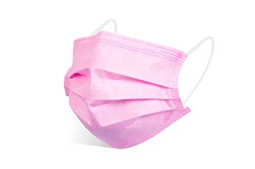 x50 Pink Disposable Face Masks Generise 3Ply Non-Medical Face Masks UK Stock - Breathable, Disposable Pink Masks to Cover Mouth & Nose
