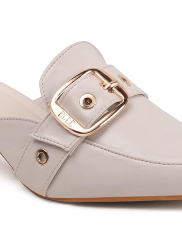 Image of ELLE Women Elegant Buckle Kitten Heel Slip-On Mule