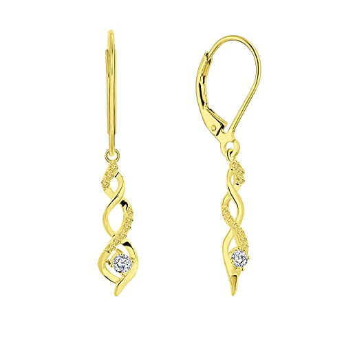 JO WISDOM Boucles d'oreilles Infini Argent 925/1000 dormeuse avec AAA oxyde de zirconium avec Plaqué or Jaune Femme