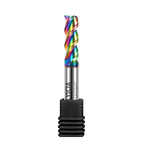 Image of 1 /2 inch Tungsten Carbide End Mills for Aluminum & Copper Alloys, 3-Flute DLC Coated Endmills Set CNC Milling Bits - HRC55
