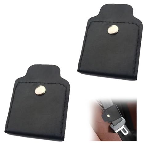 Auto Sicherheitsgurt Versteller, 2 PCS Premium PU Leder Sicherheitsgurt Clip für Fahrzeug Automobile Komfort Universal Schulter Nackenriemen Positionierer für Erwachsene (Schwarz-Snap-Typ)
