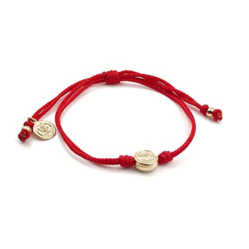 St Benedict Coin Medal on Adjustable Red Cord Wrist Adjustable Bracelet4