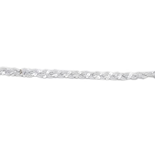 12 Yards Sequin Trim Flat Glitter Sequin Braid Lace Trim, Sewing Accessories For Costumes Dress Hat Bag Diy Craft (Silver Color) #TOP1