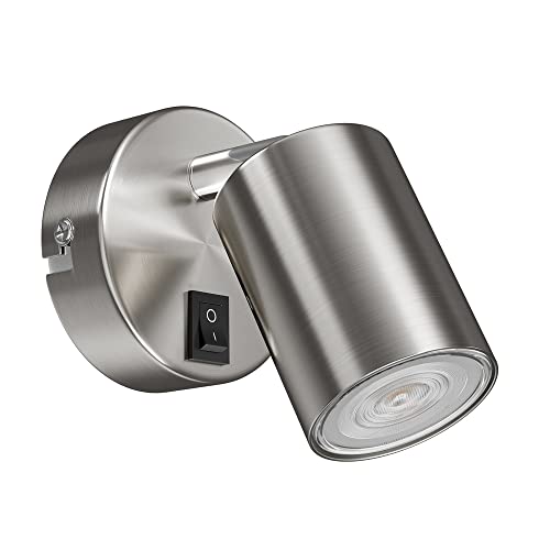 ledscom.de Wall spot WAIKA, Single Light, with Switch, GU10, Chrome matt, incl. GU10 LED, PAR16, Warm White, 6,05W, 374lm, 70°, 3-Level dimmer