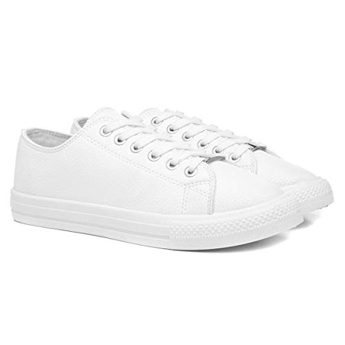 Lilley Polly Womens White Lace Up Casual Shoe - Size 5 UK - White - Image 7