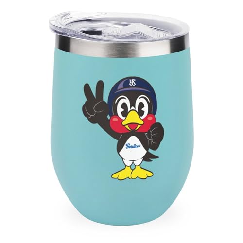 ワインタンブラー 東京ヤクルトスワローズ つば九郎 野球応援 卵殻カップ タンブラー 350ml U字型 コーヒーカップ 蓋付き ステンレス製 魔法瓶 保冷 保温 水筒 直飲み 応援グッズ プレゼント