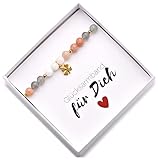 talisman englisch Handmade in Deutschland Glücksarmband Damen aus echtem Mondstein mit Kleeblatt, Glücksbringer-Geschenk, Talisman, Geschenk zum Geburtstag