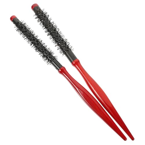 DECOMELODY 2個 木製ハンドル付き静 防止ラウンドヘアブラシ 大型ブロードライ用髪梳き メンズ レディース兼用 頭皮 機能付き髪のもれ防止巻き