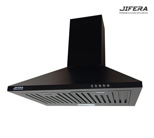Image of Mini S 60 | MS Steel Kitchen Chimney | Push Button Control | Black Powder Coated | 1000 CMH | 5 Years Warranty on Motor