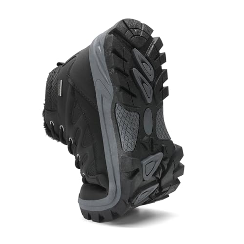 FLARUT Herren Winterstiefel Warm Gefüttert Wanderstiefel Schneestiefel Trekking Stiefel Schuhe Winterschuhe Wanderschuhe Schneeschuhe Outdoor(Schwarz,42)