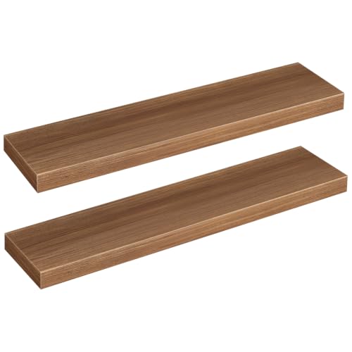 Image of HOOBRO 31.5 inch Floating Shelves for Wall, Set of 2 Wall Mounted Shelf | Hanging Shelf with Invisible Brackets, for Wall Decor Storage in Bathroom Bedroom Kitchen Living Room Office, Walnut
