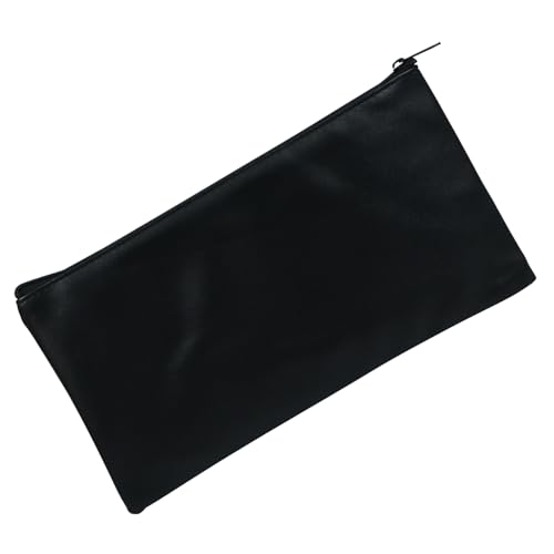 YIWMMTANG 1 Pack Money Bag with Zipper, 11 x 6.1 Inch Cash Pouch, Multi-Purpose Bank Bag for Cash, Checks, Documents & Cosmetics (Black)