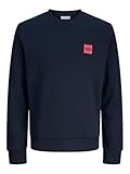 Logo de la marca en el pecho Jack & Jones Jjbrandy - Sudadera con Cuello Redondo, Sky Captain, L