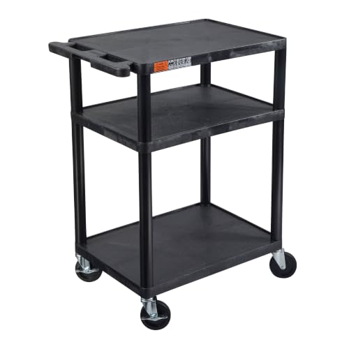 Luxor Three-Shelf Mobile Plastic AV Presentation Cart