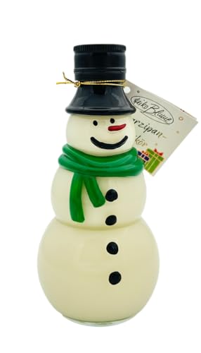 Heiko Blume Schneemann-Flasche – handbemalt, gefüllt mit Marzipan-Sahnelikör (15% vol), 200 ml...