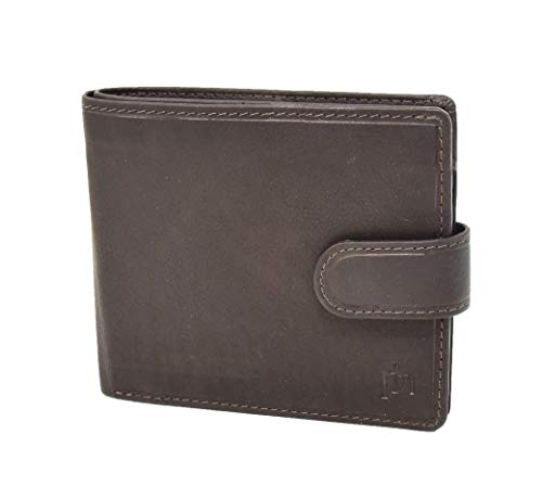 Portefeuille homme cuir souple marron AL05 format bifold mince porte-cartes ID