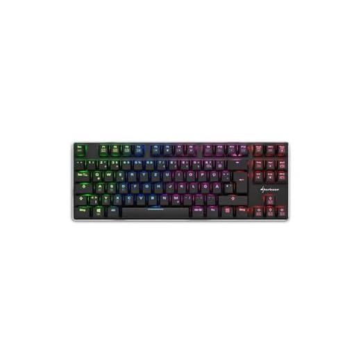 Sharkoon PureWriter RGB TKL Mechanische Low Profile-Tastatur (RGB Beleuchtung, blaue Schalter, flache Tasten, Tenkeyless, Beleuchtungseffekte, abnehmbarem USB Kabel) schwarz