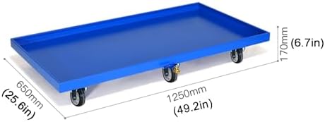 Movable Industrial Spill Containment Pallet with Wheels Metal Spill Platform Drain Outlet Forklift Accessible Durable Spill Tray for Easy Transport and Cleanup，Blue c 49.2x25.6x5.9in