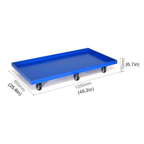 1pc Industrial Modular Spill Containment Platform - Anti-Slip Oil Drum Pallet with Wheels for Warehouse and Garage Use(Blue-b,49.2x25.6x5.9in)