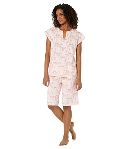 Image of Karen Neuburger Women's Short Sleeve Top and Bermuda Short Bottom Pajama Set