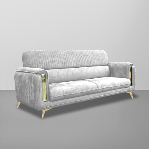 Image of Casaliving Gelio 3+2 Seater Sofa Set for Living Room (Grey Colour) Premium Fabric Sofa