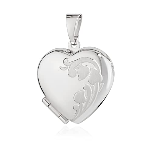 Pendentif cœur argent 925 NKlaus avec motif fleurs finement ciselé