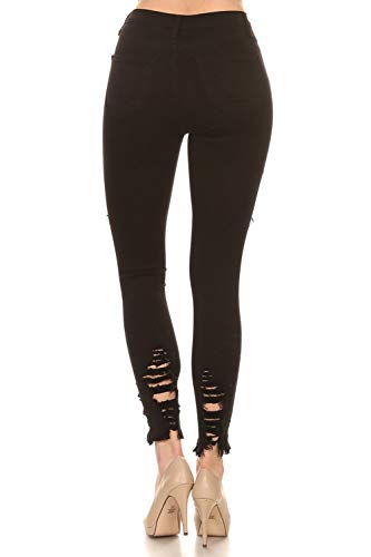 Vibrant Women’s Distressed Skinny Jeans – High Waisted Ripped Destroyed Destructed Stretch Frayed Hem Casual Denim Pants3