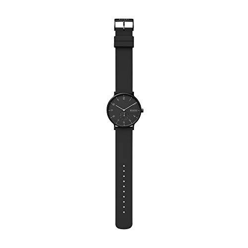 Skagen Men's Aaren Quartz Analog Stainless Steel And Silicone Watch, Color: Black (Model: Skw6544) #TOP3