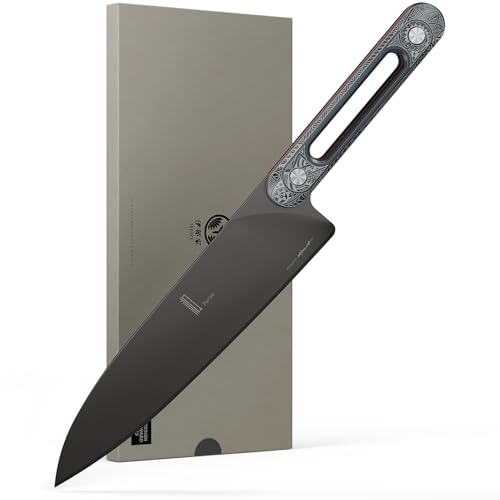 Image of Japanese Chef Knife 8 Inch: ZDF-905 Powder Steel, Ultra Sharp Kitchen Knife, Full Tang Professional Chef Knife with Interchangeable Laser-Engraved Handles, Purism Series