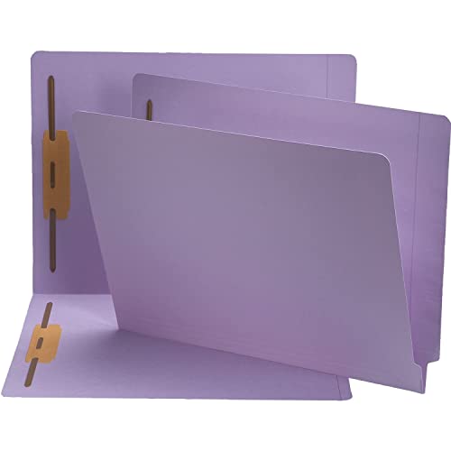 Image of Smead End Tab Fastener File Folder, Shelf-Master Reinforced Straight-Cut Tab, 2 Fasteners, Letter Size, Lavender, 50 per Box (25540)