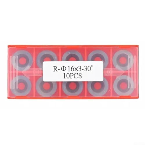Lot de 10 inserts indexables en carbure pour applications de tournage du bois, rondes, 16 mm x 3 mm, angle de 30 degrés, haute dureté 94,5 HRA
